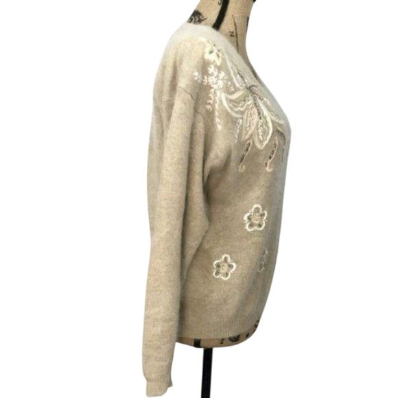 Vintage I B Diffusion Vintage Beaded & Embroidered Sweater Womens Medium - Picture 2 of 8